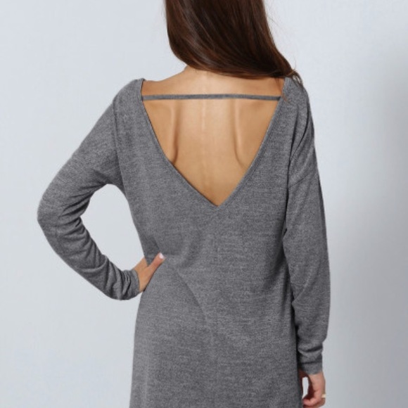 Heather Gray V-Back Shirt Dress - Picture 8 of 8